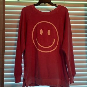 Pink OVERSIZED sweatshirt, smiley face, small, ribbed, altar’d state